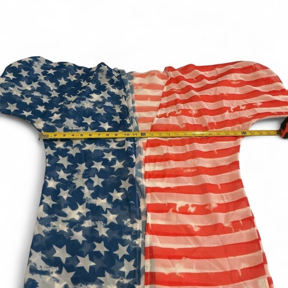 Unbranded Kimono Cardigan Womens One Size Red White Blue Excellent USA Flag Star - Picture 3 of 7
